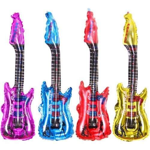 Hot sale 5pcs/lot 80x30cm hot cartoon guitar balloons inflatable air globos party supplies kids toys birthday ballon classic toy