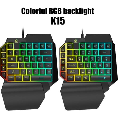 K15 Ergonomic Colorful RGB Backlit Robotic Single Hand Gaming Keyboard for PUBG