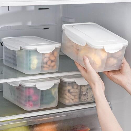 Four Compartments Storage Box Kitchen Organizer Food Containers Plastic Box Kitchen Storage Grain White Dry Goods Sealed Boxes