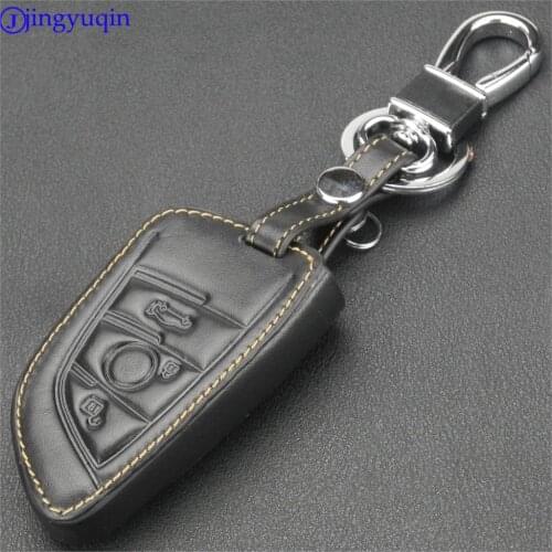 Jingyuqin 2 Buttons Leather Car Key Case Cover for BMW F30 F20 X1 X3 X5 X6 X7 F20 E34 E90 E60 E36 Styling