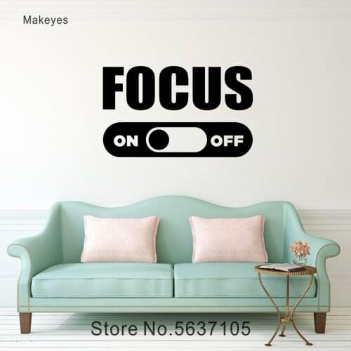 Makeyes Focus ON OFF Wall Stickers Vinyl Art Design Livingroom Decoration Wall Decals Art Focus Wall Mural Quotes Words Q334