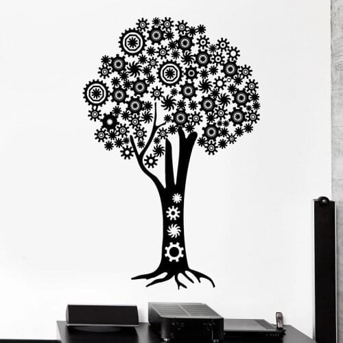 Mechanical tree steampunk gear vinyl wall decal office home bedroom creative art deco sticker mural BG35