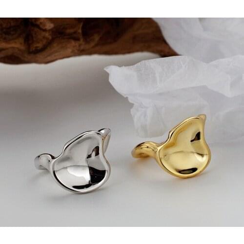 MLKENLY S925 Sterling Silver Open ring Irregular Smooth Opening Ring For Women Wedding Engagement Party Charm Jewelry