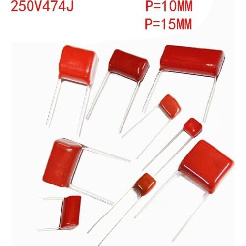 New 20pcs/lot CBB 250V474J 250V 470NF 250V 0.47UF Pitch 10MM 15MM 474J 250V CBB22 CL21 Polypropylene film capacitor