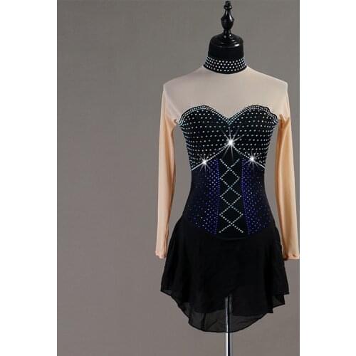 Modern Ballroom Dance Costumes Adult/Child Ice Skating Dresses Long Sleeve Crystal Figure Skating Performance Clothes DQL3261