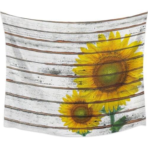 Sunflowers On Wooden Board Wall Tapestry Home Wall Decor Tapestry Cover Beach Towel Picnic Mat Yoga Mat