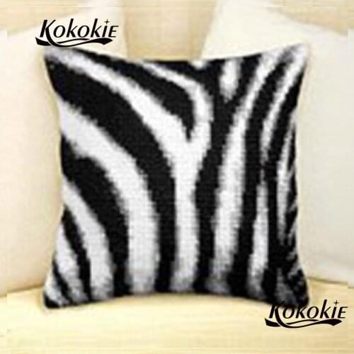 Zebra pattern cushion mat cartoon throw pillow case cotton Counted Needlework Sets rug carpet cross stitch kits Embroidery kit