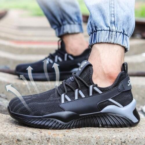 Work Shoes Mens Safety Boots Steel Toe Cap Sports Lightweight Ankle Trainers Breathable Sneakers Hiking Shoes