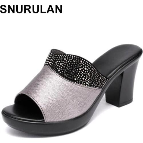SNURULAN Womens Slippers Sandals 2021 Summer 8cm High Heels Women Shoes Woman Slippers Summer Sandals Fashion Shoes