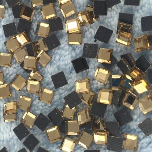50pcs 4*4mm Crystal Champagne Gold Iron On Hotfix Rhinestones Special-shaped Hot drilling Flatback Square Beads Iron On For DIY