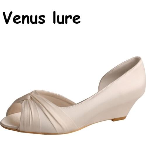 23 Colors Wedge Wedding Shoes for Bride Size 10 Mid Wedge Shoes Open Toes