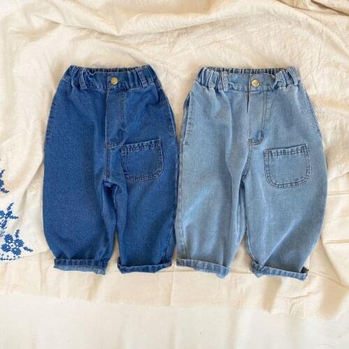 Spring Korean Style Loose Denim Pants Boys Fashion Baggy Jeans Girls Casual Jeans Kids Clothing
