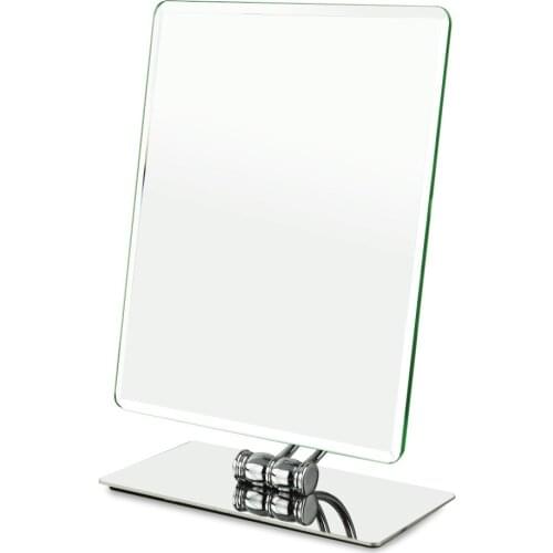 360 degrees swivel rotation Tabletop Vanity Makeup Mirror, 10.2 x 8.2 inch, Rectangle, Chrome