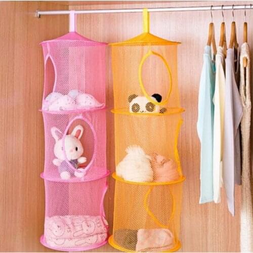 3 Shelf Hanging Storage Mesh bag Home Laundry Basket Bedroom clothing storage Child Toy Storage Organization Bag