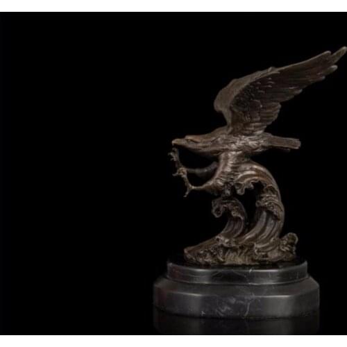 30 CM Western Art Deco Bronze Statue Marble Falcon sally Lanneret Hawk Eagle Sculpture