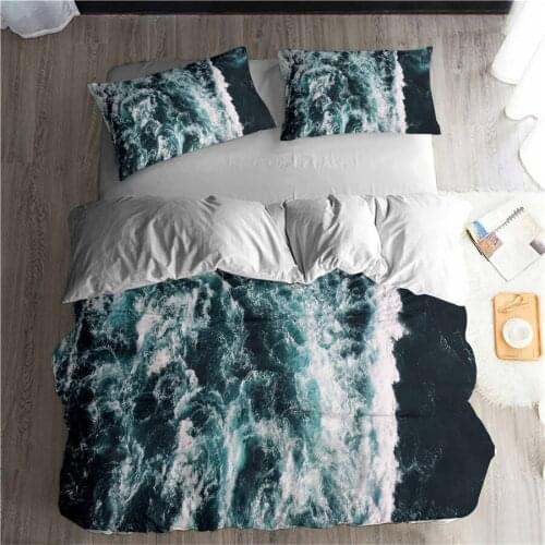 HELENGILI 3D Bedding Set Beach Sea Print Duvet Cover Set Lifelike Bedclothes with Pillowcase Bed Set Home Textiles #ST-01