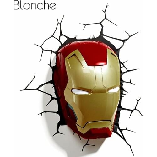 Superhero 3D Night Light Creative Lamp for Children Study Bedroom Living Room Bar Iron Man Spider-Man Wall Lamp for Kid Gifts