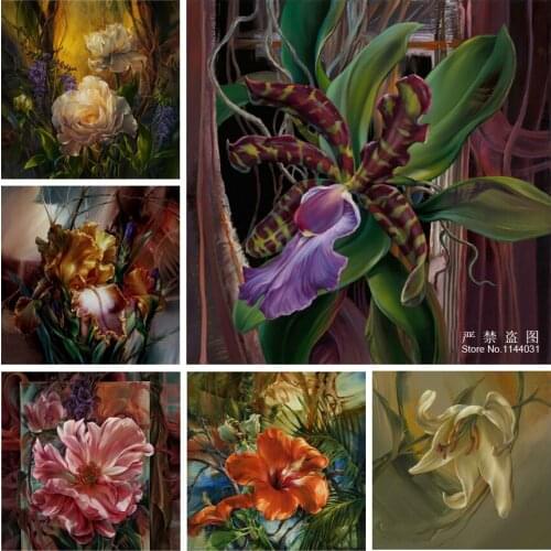 5D Diamond Embroidery Flowers Rhinestone Kits Cross Stitch Full Square Drill Needlework Diamond Painting Craft Mosaic Home Decor