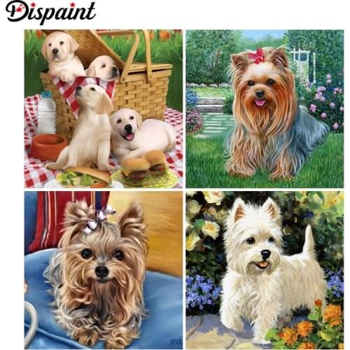 Dispaint Full Square/Round Drill 5D DIY Diamond Painting "Animal dog flower scenery" Embroidery Cross Stitch 5D Home Decor Gift