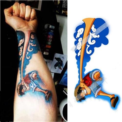 Anime ONE PIECE Tattoo Stickers Cosplay Prop Monkey D Luffy Waterproof Cartoon Tattoos Sticker 8pcs / Set