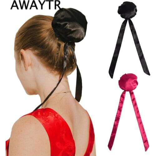 AWAYTR 2021 Elastic Hair Bun Cover For Women Fashion Ponytail Bow Scrunchies Hair Rubber Bands Girls Hair Ribbon Hair Accessorie