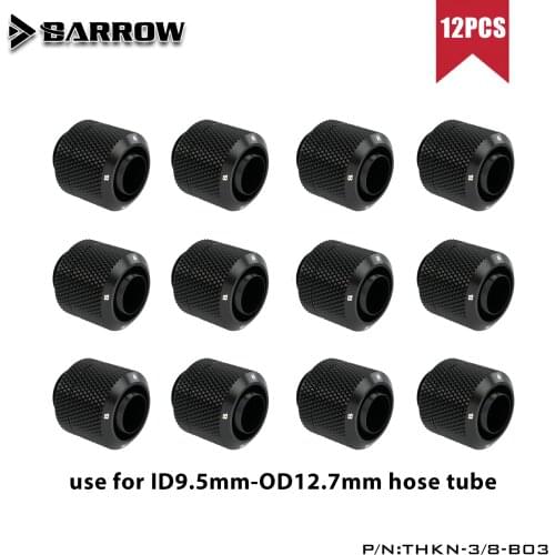 Barrow 12pcs,THKN-3/8-B03, 3/8"ID*1/2"OD 10x13mm Soft Tube Fittings, G1/4" Fittings For Soft Tubes