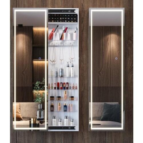 Side-pull full-length mirror wall-mounted side push-pull full-length mirror storage locker mirror
