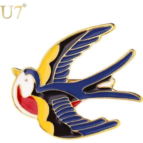 U7 Lovely Flying Swallow Bird Brooch Women Jewelry Party Banquet Accessories Enamel Animal Brooches Pin For Bags/Scarves B136