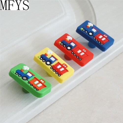 Kids Dresser Knob Drawer Pulls Handles Train Car Red Blue Green Yellow Cabinet Door Knobs Furniture Knob Handle Cartoon Children