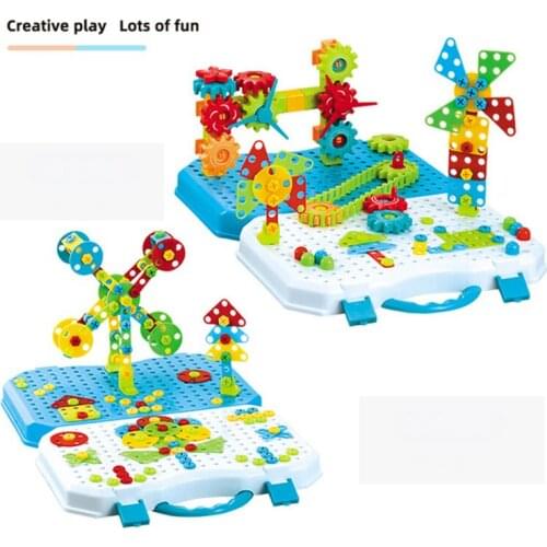 Kids Drill Screw Nut Puzzles Toys Pretend Play Tool Drill Disassembly Assembly Children Drill 3D Puzzle Toys For Boy