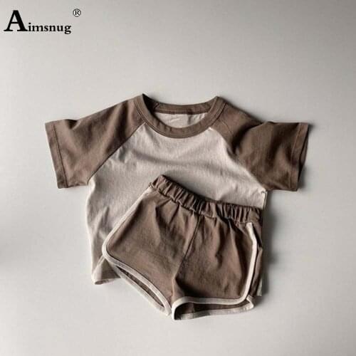 European Style 2021 Kids Clothes Unisex Girls Boys Casual Tracksuit Sets Patchwork Top and Shorts Children two piece outfits