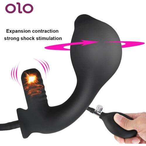OLO Dildo Vibrator Anal Dilator Expandable Vibrating Anal Plug Inflatable Butt Plug Clitoris Stimulation Super Large
