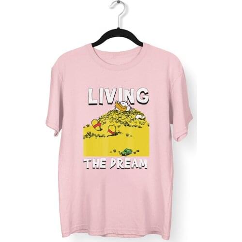 Disney Scrooge McDuck Cartoon Printing Series Women T-shirts Summer New Products LIVING THE DREAM Letters T Shirts Female Kawaii