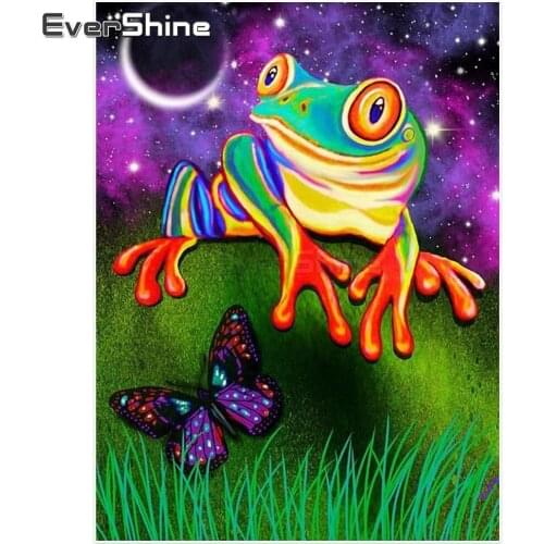 Evershine 5D DIY Diamond Painting Cross Stitch Cartoon Frog Pictures Full Square Diamond Embroidery Animals Children Gift