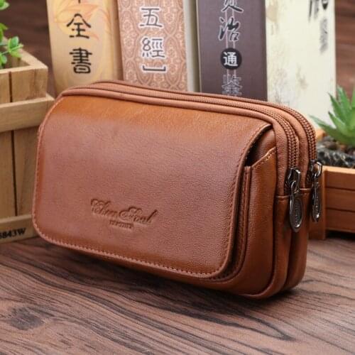 Male Travel High Quality Horizontal Bag Genuine Leather Men Fashion Waist Bag Vertical Two Style Bag Fanny Pack Wallet
