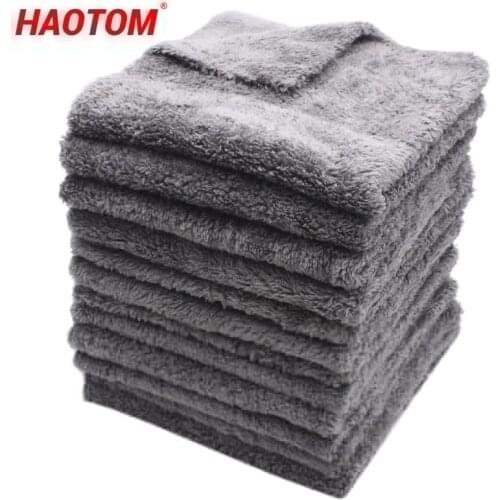 HAOTOM 12PCS 350GSM Ultra-Thick Edgeless Microfiber Towels Car Cleaning Cloth Auto Wash Waxing Drying Polishing Detailing Towel