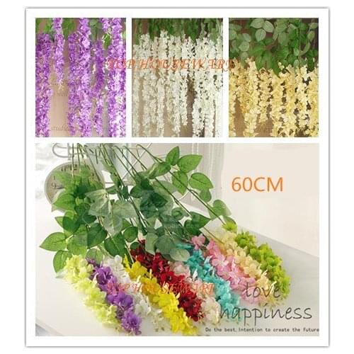 10Colors 60CM Artificial Wisteria Silk Flower Vine For DIY Home Party Wedding Garden Floral Decoration Living Room Valentine Day
