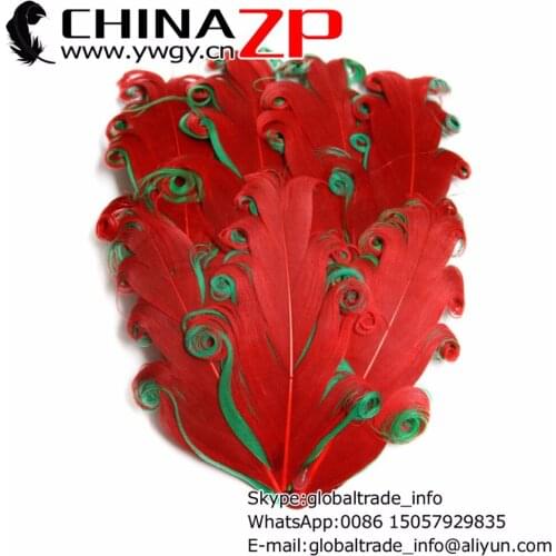 CHINAZP Factory 50pcs/lot Beautiful Christmas Red and Emerald Curled Nagorie Headband Goose Feather Pad