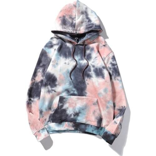 Korean Fashion Tie Dye Gradient Womens Hoodies Pullover Extra Long Vintage Clothes Men Hooded Sweatshirt Sudaderas Con Capucha