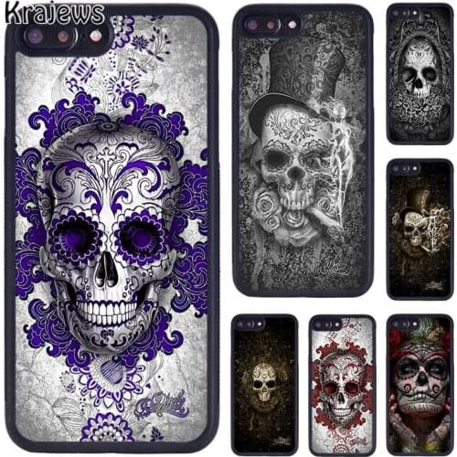 Krajews calaveras floral sugar skull Phone Case For iPhone 5 6S 7 8 plus 11 12 Pro X XR XS Max Samsung Galaxy S7 S8 S9 S10 PLUS