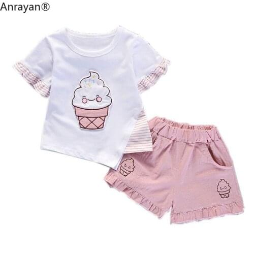 Summer Children Baby Girl Clothes Cartoon Print T-Shirt Shorts KIDS Sets Child Toddler Fashion Cotton Clothing Infant Tracksuits