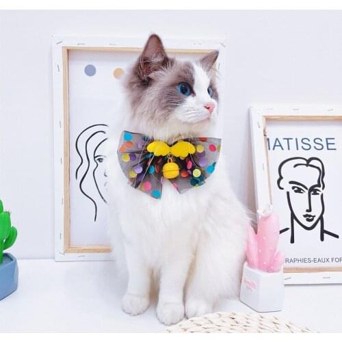 Puppy Fashion Adjustable Cute Necktie Dog Cat Pet Collar Nylon Bell Kitten Candy Color Bow Tie Bowknot