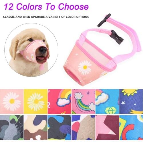 12 Colors Pet Dog Muzzles Breathable Adjustable Anti Bark Biting Stop Chew Training Dogs Muzzles for Small Big Dogs Mouth Mask