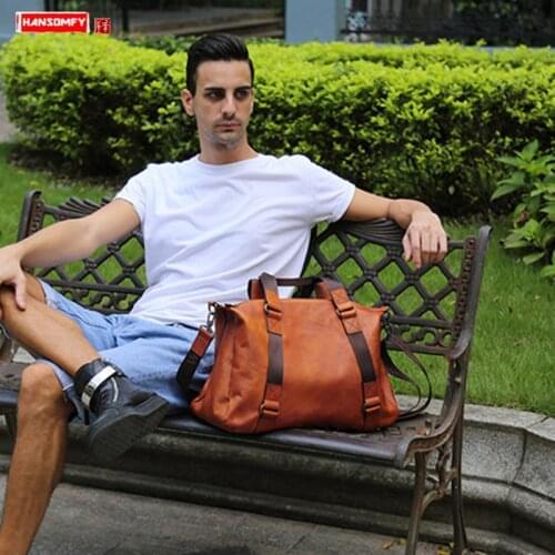 Genuine Leather Mens Bag Male Soft Leather Handbag Men Shoulder Messenger Bag Casual Travel Bag Diagonal Large Capacity Bags