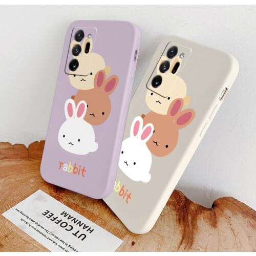 Cute Rabbit Liquid Silicone Phone Case For SamsungGalaxy A72 A52 A42 A32 A22 A21S A02S A12 A02 A71 A51 A41 A31 Soft Back Cover