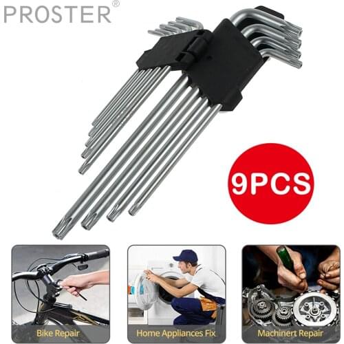 PROSTER 9PCS Metric Star Torx Set Hex Key Wrench Screwdriver Drill Bit T10 T15 T20 T25 T27 T30 T40 T45 T50 Repair Hand Tools