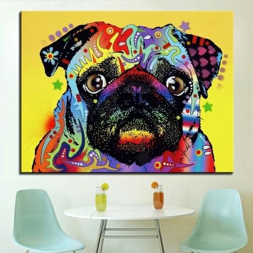 Colorful Print Animal Wall Painting French Bulldog Pug Dogs Canvas Posters Home Decorative Wall Art Picture For Living Room
