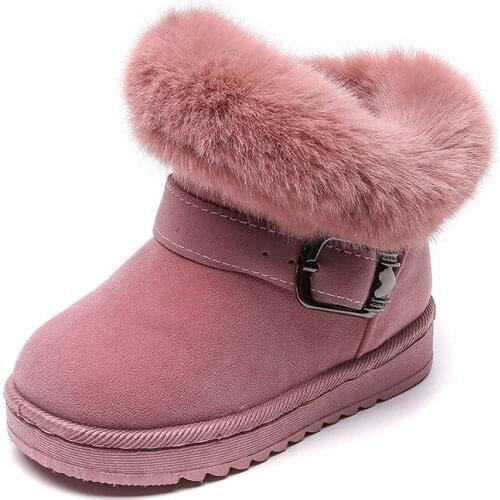 2021 New Winter Boots For Children Girls Keep Warm Cotton Boots Baby Soft Bottom Short Snow Boots Buckle Designer Boys Kids Shoe