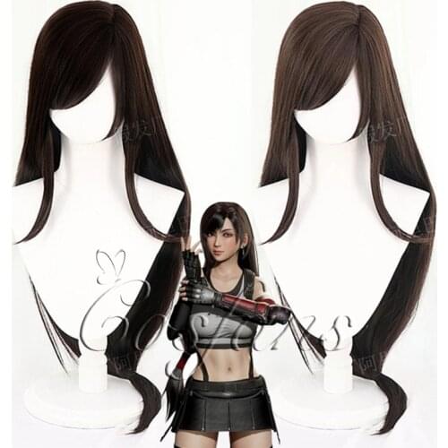 Tifa Lockhart Wig Final Fantasy VII Remake Cosplay Long Straight Black Hair Heat Resistant Synthetic Wigs Heat Resistant Hairs