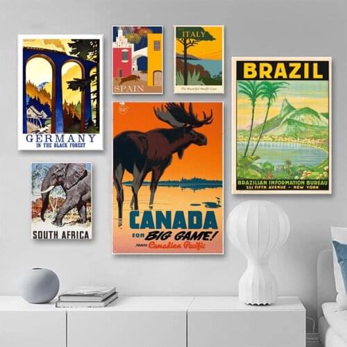 Famous City Travel Poster Brazil Spain South Africa Canada Landscape Wall Art Picture Canvas Painting For Living Room Home Decor